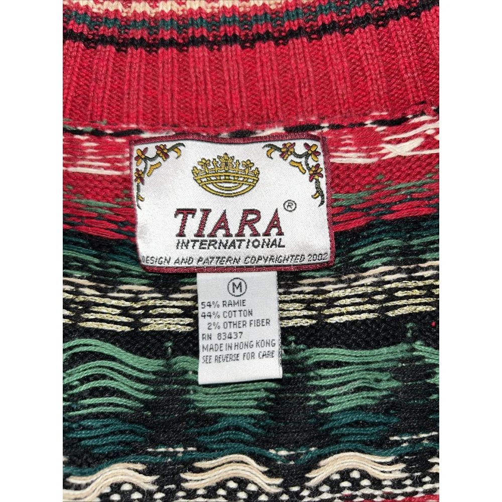 Tiara International Womens Sweater Cardigan Zip Up Red Winter Christmas Medium - Picture 5 of 8